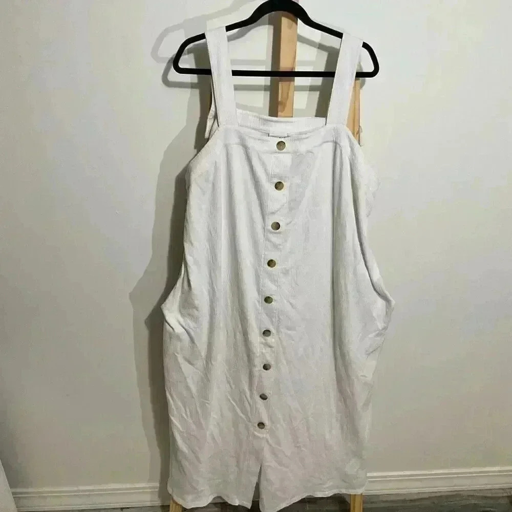 AVA & VIV White 1X Dress w/belt w/pockets